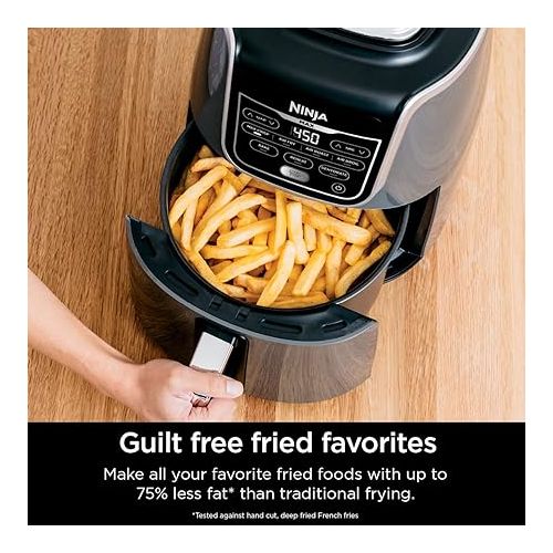 닌자 Ninja AF161 Max XL Air Fryer that Cooks, Crisps, Roasts, Bakes, Reheats and Dehydrates, with 5.5 Quart Capacity, and a High Gloss Finish, Grey