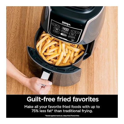 닌자 Ninja AF150AMZ Air Fryer XL, 5.5 Qt. Capacity that can Air Fry, Air Roast, Bake, Reheat & Dehydrate, with Dishwasher Safe, Nonstick Basket & Crisper Plate and a Chef-Inspired Recipe Guide, Grey