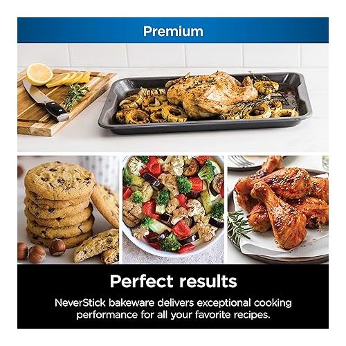 닌자 Ninja B33003 Foodi NeverStick Premium 3-Piece Baking Sheet Set, Nonstick, Oven Safe up to 500?F, with 9 x 13 inch Sheet, 10 x 15 inch Sheet & 11 x 17 inch Sheet, Dishwasher Safe, Grey