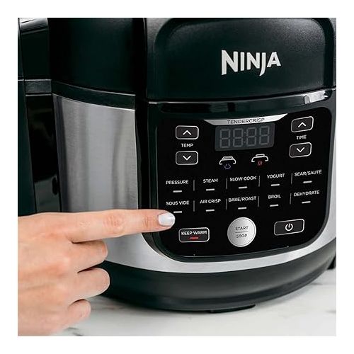 닌자 Ninja OS301/FD305CO Foodi 10-in-1 Pressure Cooker and Air Fryer with Nesting Broil Rack, 6.5-Quart Capacity, and a Stainless Finish (Renewed)