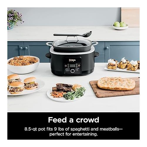 닌자 Ninja MC1010 Foodi PossibleCooker PLUS - Sous Vide & Proof 6-in-1 Multi-Cooker, with 8.5 Quarts, Slow Cooker, Dutch Oven & More, Glass Lid & Integrated Spoon, Nonstick, Oven Safe Pot to 500°F, Black