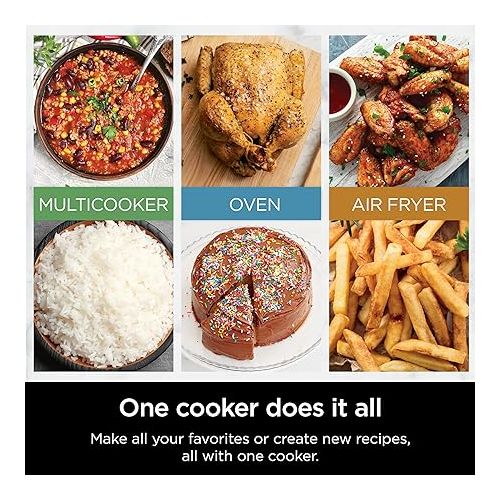 닌자 Ninja Combi All-in-One Multicooker, Oven, & Air Fryer, Complete Meals in 15 Mins, 14-in-1 Functions, Combi Cooker + Air Fry, Bake, Roast, Slow Cook and More, 3 Accessories, Stainless Steel, SFP701
