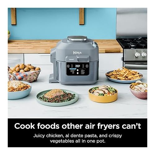 닌자 Ninja SF301 Speedi Rapid Cooker & Air Fryer, 6-Quart Capacity, 12-in-1 Functions to Steam, Bake, Roast, Sear, Saute, Slow Cook, Sous Vide & More, 15-Minute Speedi Meals All In One Pot, Sea Salt Gray