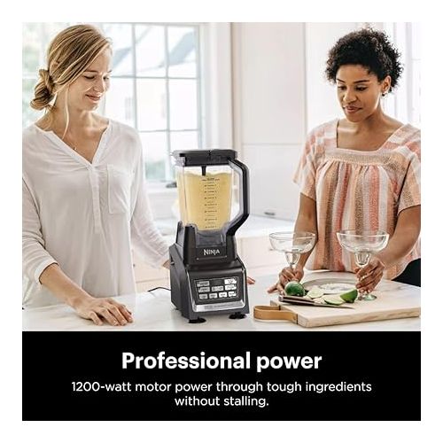 닌자 Ninja BL642 Nutri Ninja Personal & Countertop Blender with 1200W Auto-iQ Base, 72 oz. Pitcher, and 18, 24, & 32 oz. To-Go Cups with Spout Lids, For Smoothies, Shakes & More, Dishwasher Safe, Black