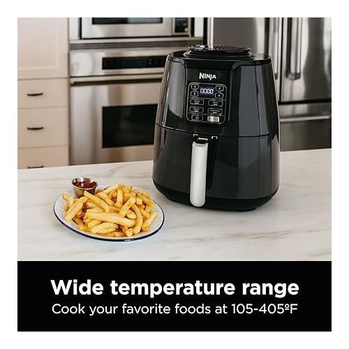 닌자 Ninja AF101 Air Fryer that Crisps, Roasts, Reheats, & Dehydrates, for Quick, Easy Meals, 4 Quart Capacity, & High Gloss Finish, Grey