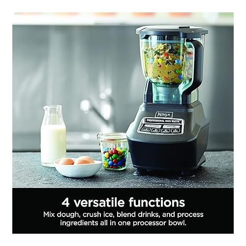 닌자 Ninja BL770AMZ Mega Kitchen System, 72 oz. Pitcher, 8-Cup Food Processor, 16 oz. Single Serve Cup, 1500-Watt, Black