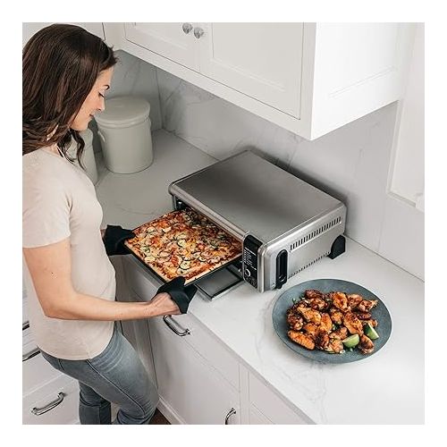 닌자 Ninja Foodi SP101/FT102CO Digital Fry, Convection Oven, Toaster, Air Fryer, Flip-Away for Storage, with XL Capacity, and a Stainless Steel Finish (Renewed)