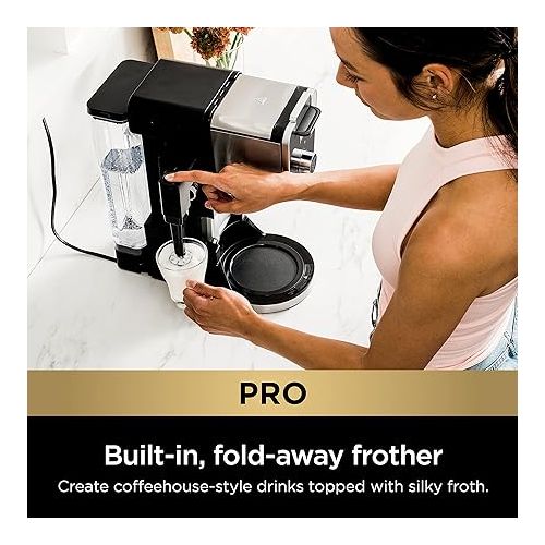 닌자 Ninja CFP301 DualBrew Pro Specialty 12-Cup Coffee Maker with Glass Carafe, Single-Serve, Grounds, compatible with K-Cup pods, with 4 Brew Styles, Iced Coffee Maker, Frother & Hot Water System, Black