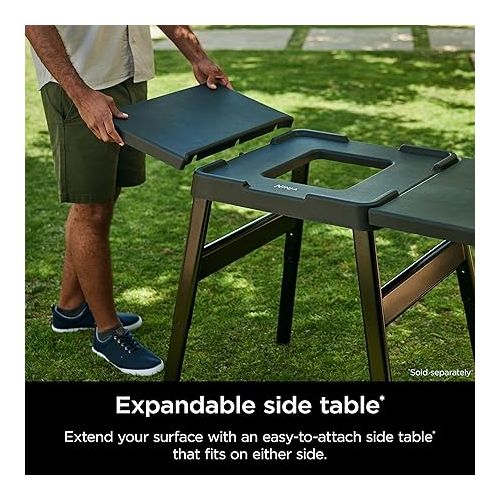 닌자 Ninja XSKUNSTAND Outdoor Stand, Woodfire Products, Adjustable Height, Utensil-Holder, Side Table-Compatible, Weather-Resistant, Black, 26