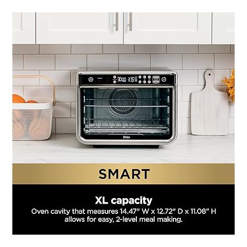 닌자 NINJA DT251 Foodi 10-in-1 Smart Air Fry Digital Countertop Convection Toaster Oven with Thermometer XL Capacity and a Stainless Steel Finish (Renewed)