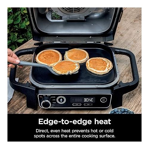 닌자 Ninja XSKGRDPLT Woodfire, Outdoor Flat Top Griddle Plate, Compatible with Ninja Woodfire Grills (OG700 series), Ceramic Coating, Insert, Black/Grey