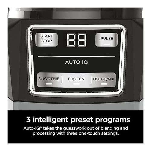 닌자 Ninja AMZ493BRN Compact Kitchen System, 1200W, 3 Functions for Smoothies, Dough & Frozen Drinks with Auto-IQ, 72-oz.* Blender Pitcher, 40-oz. Processor Bowl & 18-oz. Single-Serve Cup, Grey