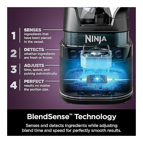 닌자 Ninja TB401 Detect Kitchen System Power Blender + Processor Pro, BlendSense Technology, Blender, Chopping & Smoothies, 1800 Peak Watts, 72 oz. Pitcher, 64 oz. Food Processor, 24 oz. To-Go Cup, Black