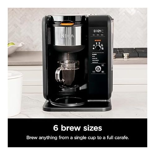 닌자 Ninja CP307 Hot and Cold Brewed System, Tea & Coffee Maker, with Auto-iQ, 6 Sizes, 5 Styles, 5 Tea Settings, 50 oz Thermal Carafe, Frother, Coffee & Tea Baskets, Dishwasher Safe Parts, Black