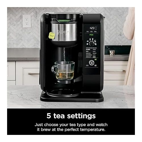 닌자 Ninja CP307 Hot and Cold Brewed System, Tea & Coffee Maker, with Auto-iQ, 6 Sizes, 5 Styles, 5 Tea Settings, 50 oz Thermal Carafe, Frother, Coffee & Tea Baskets, Dishwasher Safe Parts, Black