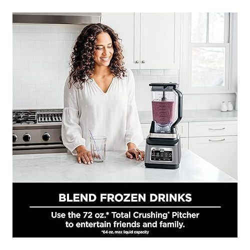 닌자 Ninja BN801 Professional Plus Kitchen System, 1400 WP, 5 Functions for Smoothies, Chopping, Dough & More with Auto IQ, 72-oz.* Blender Pitcher, 64-oz. Processor Bowl, (2) 24-oz. To-Go Cups, Grey