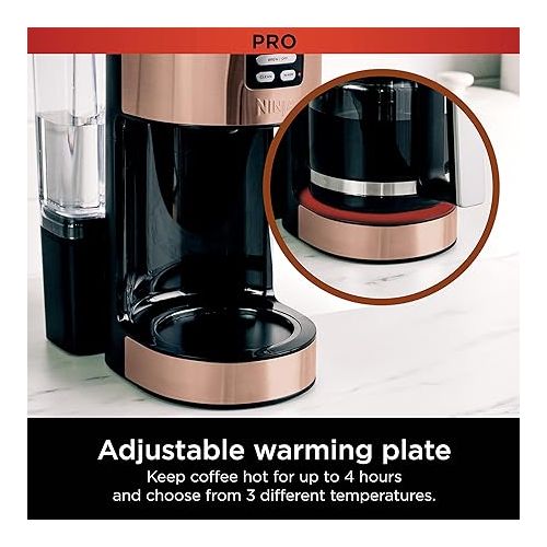 닌자 Ninja DCM201CP Programmable XL 14-Cup Coffee Maker PRO with Permanent Filter, 2 Brew Styles Classic & Rich, Delay Brew, Freshness Timer & Keep Warm, Dishwasher Safe, Copper