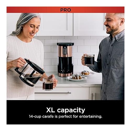 닌자 Ninja DCM201CP Programmable XL 14-Cup Coffee Maker PRO with Permanent Filter, 2 Brew Styles Classic & Rich, Delay Brew, Freshness Timer & Keep Warm, Dishwasher Safe, Copper