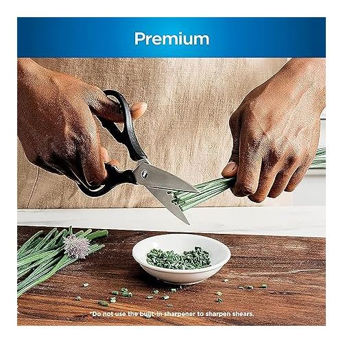 닌자 Ninja K52015 Foodi NeverDull 15 Piece Premium Knife System, Wood Series Block, German Stainless Steel, with Built-in Sharpener, Stainless Steel/Walnut