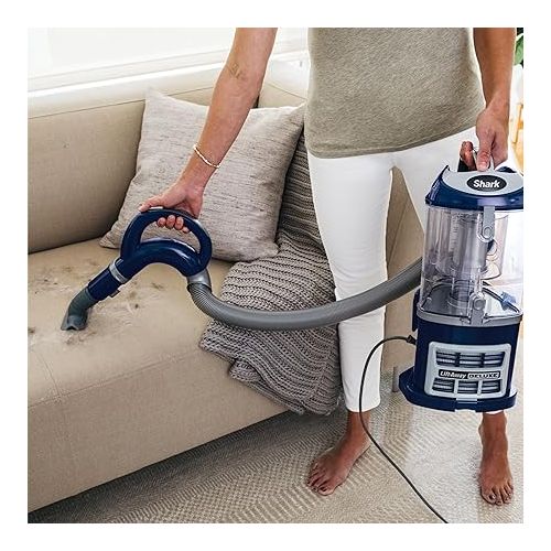 닌자 Shark NV360 Navigator Lift-Away Deluxe Upright Powerful Suction Vacuum for Hardwood Floor, Carpet, Muti-Surface Spotless Cleaning with Large Dust Cup Capacity, Swivel Steering, Blue (Renewed)