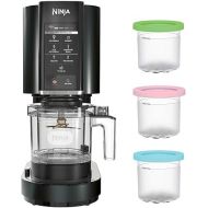 Ninja CN301CO CREAMi Ice Cream Maker, for Gelato, Mix-ins, Milkshakes, Sorbet, Smoothie Bowls & More, 7 One-Touch Programs, with (3) Pint Containers & Lids, Compact Size, Perfect for Kids, Black (Renewed)