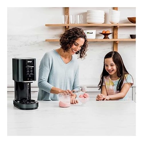 닌자 Ninja CN301CO CREAMi Ice Cream Maker, for Gelato, Mix-ins, Milkshakes, Sorbet, Smoothie Bowls & More, 7 One-Touch Programs, with (3) Pint Containers & Lids, Compact Size, Perfect for Kids, Black (Renewed)