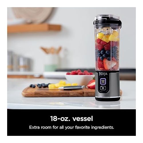 닌자 Ninja BC151BK Blast Portable Blender, Cordless, 18oz. Vessel, Personal Blender-for Shakes & Smoothies, BPA Free, Leakproof-Lid & Sip Spout, USB-C Rechargeable, Dishwasher Safe Parts, Black