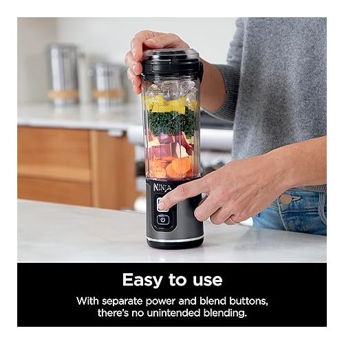 닌자 Ninja BC151BK Blast Portable Blender, Cordless, 18oz. Vessel, Personal Blender-for Shakes & Smoothies, BPA Free, Leakproof-Lid & Sip Spout, USB-C Rechargeable, Dishwasher Safe Parts, Black