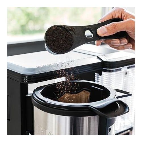 닌자 Ninja CM401 Specialty 10-Cup Coffee Maker with 4 Brew Styles for Ground Coffee, Built-in Water Reservoir, Fold-Away Frother & Glass Carafe, Black