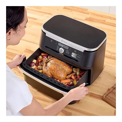 닌자 Ninja AD600CO Foodi 7-in-1 FlexBasket Air Fryer with 11-QT MegaZone & Basket Divider for Full Meals, Smart Finish Cook 2 Foods 2 Ways, Family Sized Capacity, Air Fry, Roast & More (Renewed)