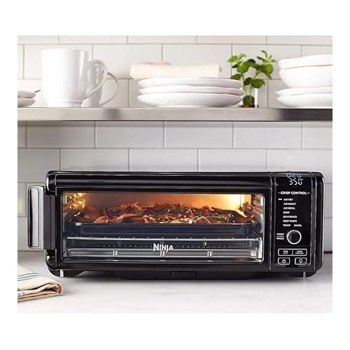 닌자 Ninja SP101 Foodi 8-in-1 Air Fry Large Toaster Oven Flip-Away for Storage Dehydrate Keep Warm 1800w XL Capacity (Renewed) Piano shiny BLACK