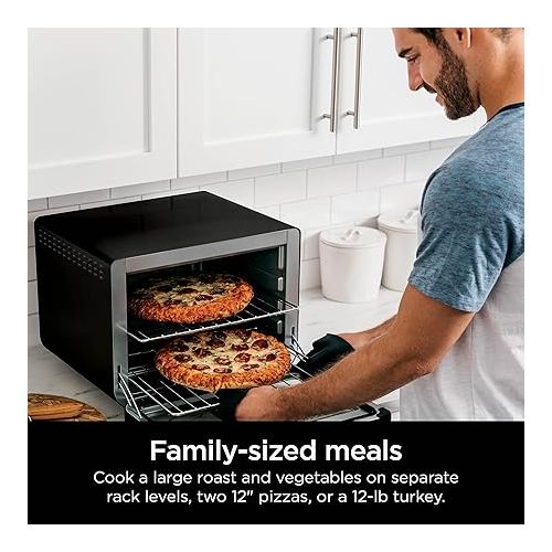 닌자 Ninja DT202BK Foodi 8-in-1 XL Pro Air Fry Oven, Large Countertop Convection Oven, Digital Toaster Oven, 1800 Watts, Black, 12 in. (Renewed)