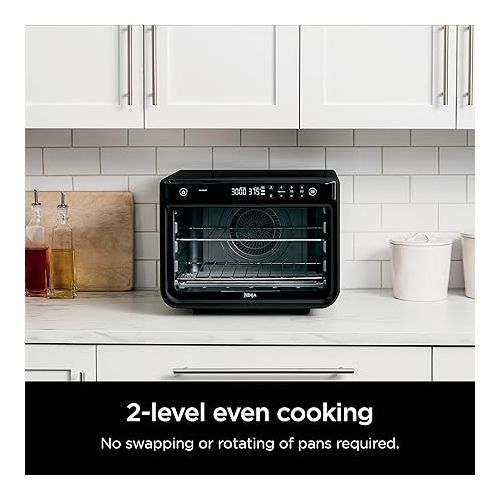 닌자 Ninja DT202BK Foodi 8-in-1 XL Pro Air Fry Oven, Large Countertop Convection Oven, Digital Toaster Oven, 1800 Watts, Black, 12 in. (Renewed)