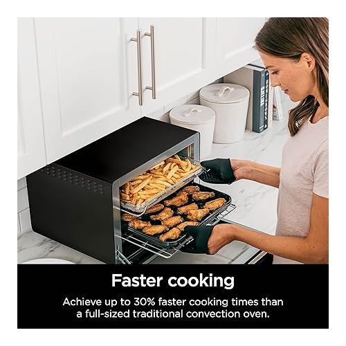 닌자 Ninja DT202BK Foodi 8-in-1 XL Pro Air Fry Oven, Large Countertop Convection Oven, Digital Toaster Oven, 1800 Watts, Black, 12 in. (Renewed)