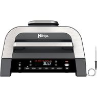 Ninja DG551 Foodi Smart XL 6-in-1 Indoor Grill with Air Fry, Roast, Bake, Broil, & Dehydrate, Foodi Smart Thermometer, 2nd Generation, Black/Silver (Renewed)