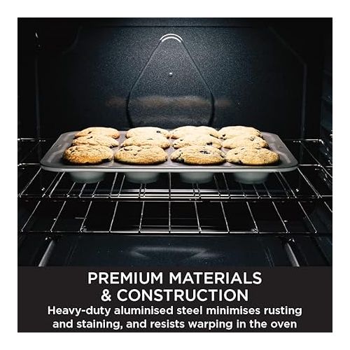 닌자 NINJA Foodi ZEROSTICK 12 Cup Muffin Tray, Non-Stick, Long Lasting Heavy Duty Muffin Tray, Made from Aluminised Steel, Grey, B30212EUUK