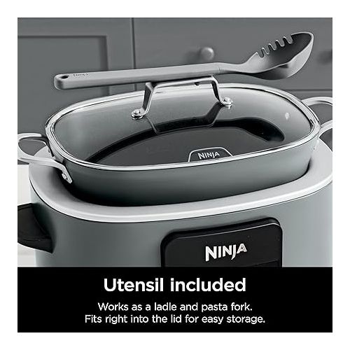 닌자 Ninja MC1001C Foodi PossibleCooker PRO 8.5 Quart Multi-Cooker, with 8-in-1 Slow Cooker,Dutch Oven,Steamer &More,Glass Lid & Integrated Spoon,Nonstick,Oven Safe Pot to 500°F,Sea Salt Gray,Sea Salt Grey