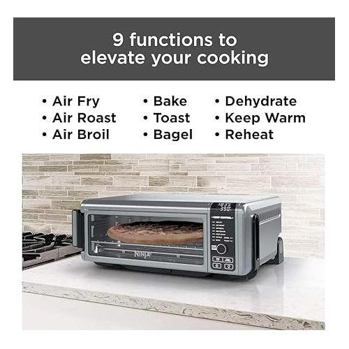 닌자 Ninja FT102CO Foodi 9-in-1 Digital Air Fry Oven, Air Roast/ Broil, Bake, Bagel, Toast, Dehydrate, Keep Warm, and Reheat, Stainless Steel (Renewed)