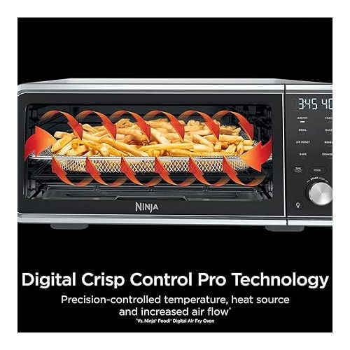 닌자 Ninja FT205CO Digital Air Fry Pro Countertop 8-in-1 Oven Extended Height (Renewed) Bundle with 3 YR CPS Enhanced Protection Pack