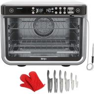 Ninja DT2550 Foodi 10-in-1 Smart XL Air Fry Oven (Renewed) Bundle with Deco Chef Pair of Red Heat Resistant Oven Mitt and Cuisinart Advantage 12-Piece Gray Knife Set with Blade Guards
