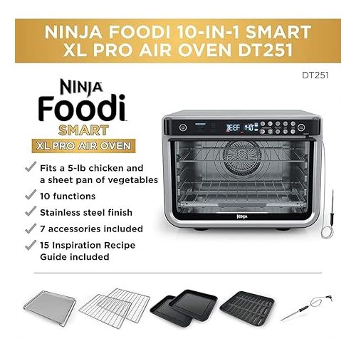 닌자 Ninja DT2550 Foodi 10-in-1 Smart XL Air Fry Oven (Renewed) Bundle with Deco Chef Pair of Red Heat Resistant Oven Mitt and Cuisinart Advantage 12-Piece Gray Knife Set with Blade Guards