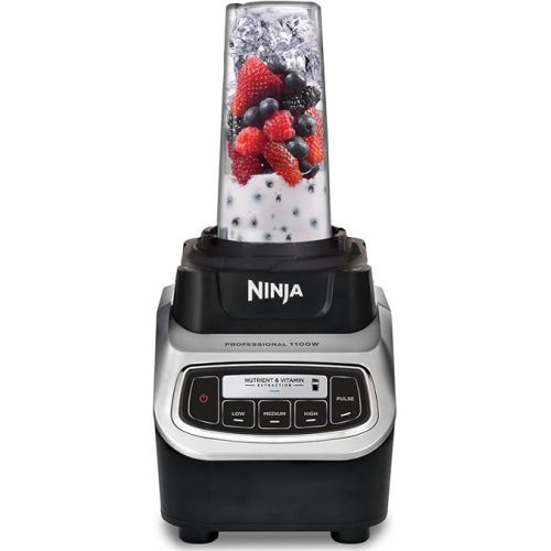 닌자 Ninja BL621 Professional Blender & Nutri Ninja Cups 1100 Watts, Black (Renewed)