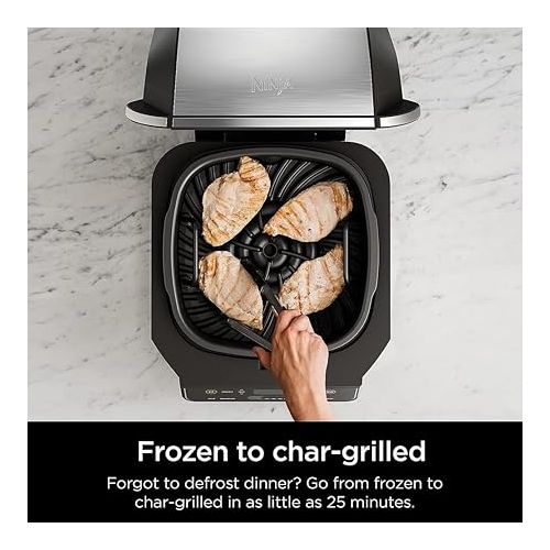 닌자 Ninja EG201 Foodi 6-in-1 Indoor Grill and 4-Quart Air Fryer (Renewed) Bundle with 2 YR CPS Enhanced Protection Pack