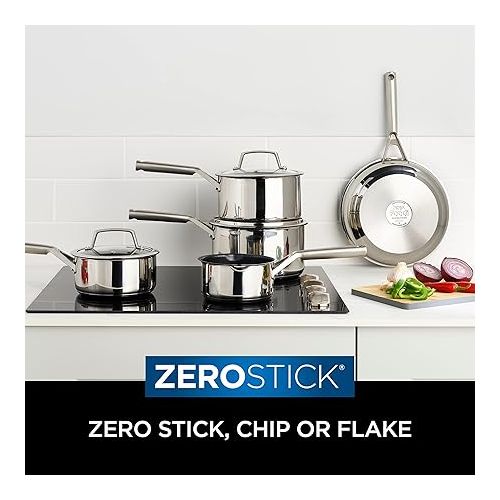 닌자 Ninja Foodi ZEROSTICK Stainless Steel 5-Piece Pan Set [C65000UK] Non-Stick, Induction Compatible, Dishwasher Safe