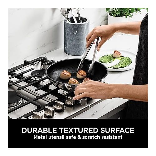 닌자 Ninja Foodi ZEROSTICK Stainless Steel 5-Piece Pan Set [C65000UK] Non-Stick, Induction Compatible, Dishwasher Safe