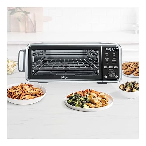 닌자 Ninja FT205CO Digital Air Fry Pro Countertop 10-in-1 Oven w/Extended Height, XL Capacity, Flip Up & Away Storage, with Air Fry Basket, Sheet Pan, Broil Rack, Wire Rack & Crumb Tray, Silver (Renewed)