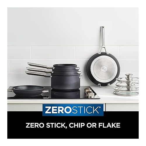 닌자 Ninja Foodi ZEROSTICK 5-Piece Pan Set, Stackable Hard Anodised Aluminium, [C55000UK] Non-Stick, Induction Compatible