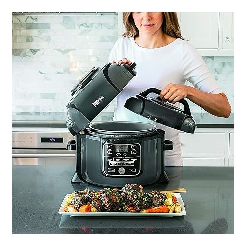 닌자 NINJA OP301 Foodi 9-in-1 Pressure, Slow Cooker, Air Fryer and More, with 6.5 Quart Capacity and a High Gloss Finish (Renewed)