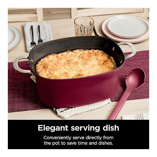 닌자 Ninja MC1000 Foodi PossibleCooker 8.5 Quart Multi-Cooker, with 4-in-1 Slow Cooker, Dutch Oven & More, Glass Lid & Integrated Spoon, Nonstick, Oven Safe Pot to 500°F, Cherry Tarte (Renewed)