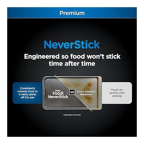 닌자 Ninja B30509 Foodi NeverStick Premium 9 inch x 5 inch Loaf Pan, Nonstick, Oven Safe up to 500?F, Dishwasher Safe, Grey (Pack of 2)